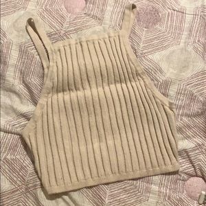 Urban Outfitters Tan Ribbed Knit Crop Top